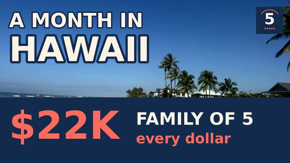 Hawaii beach with palm trees: A Month in Hawaii, $22K, family of 5